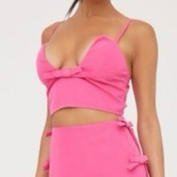 Ego NEW Pink Crop Bow Detail Shirt Size 6 - Picture 8 of 9